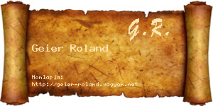 Geier Roland névjegykártya